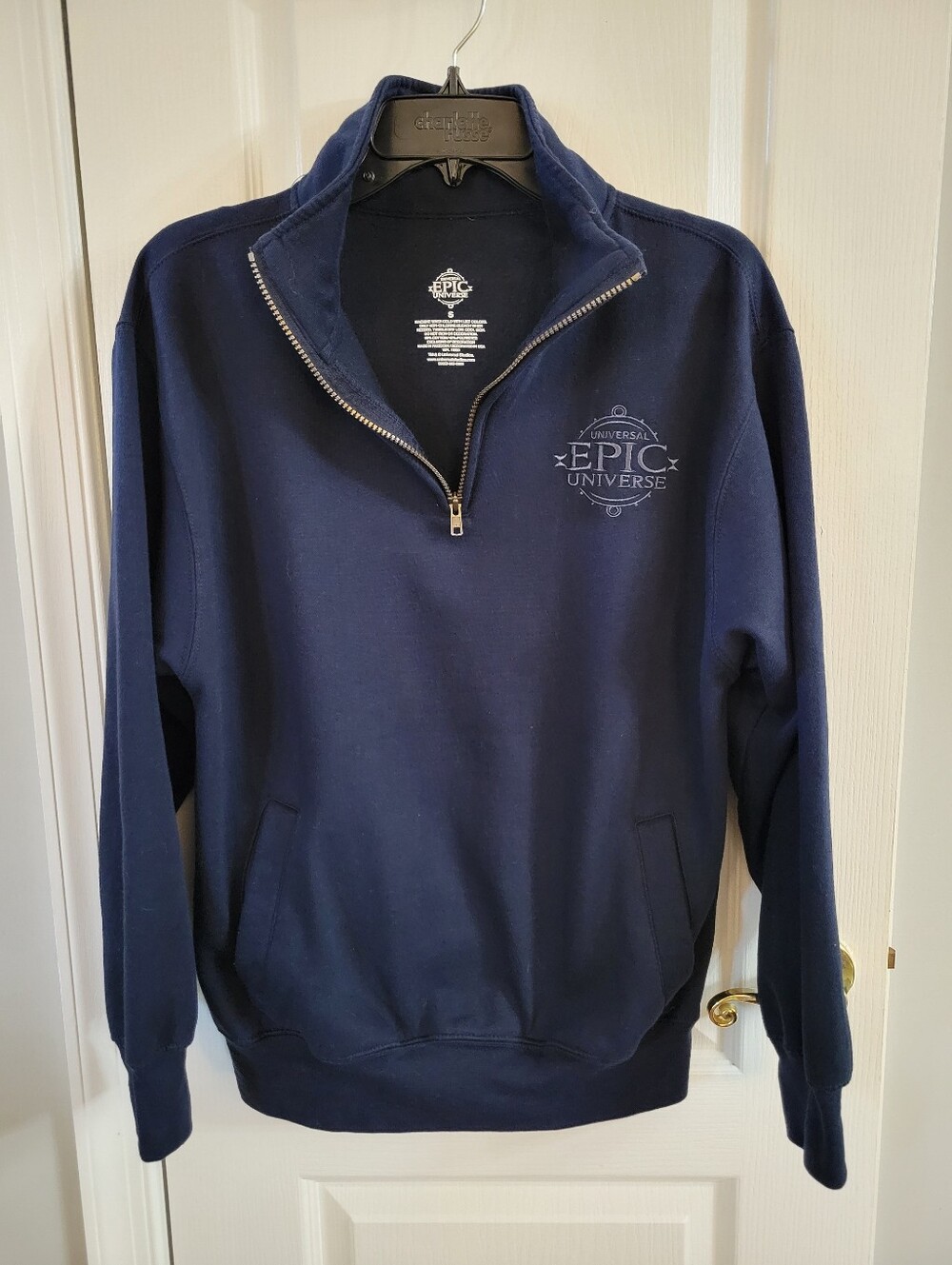 Universal Studios Epic Universe Quarter Zip Pullover Sweatshirt Navy Blue Small - Picture 4 of 8